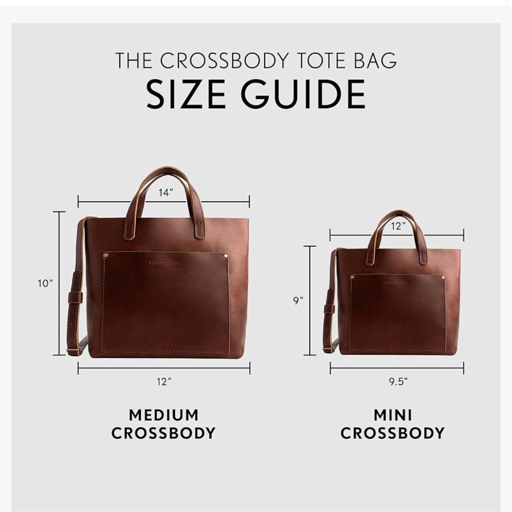 PORTLAND LEATHER COMPANY MEDIUM CROSSBODY TOTE GRIZZLY - Picture 13 of 13